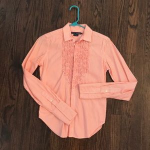 Ralph Lauren button up ruffle blouse
